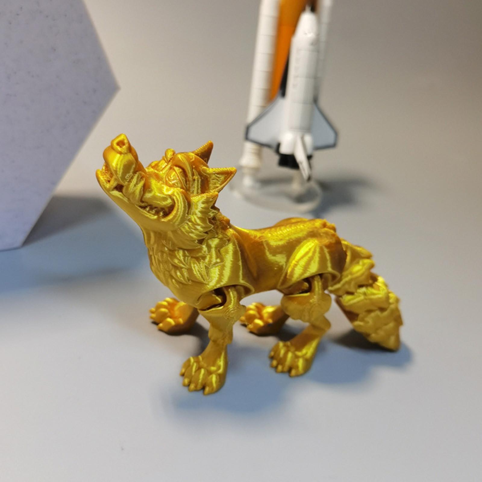 

3D-печатная подвижная игрушка Большой плохой волк, Большой плохой волк с подвижными суставами, 3D-печатная игрушка Большой плохой волк, украшение, снятие стресса, подвижная футболка с большим плохим волком One Size золотой