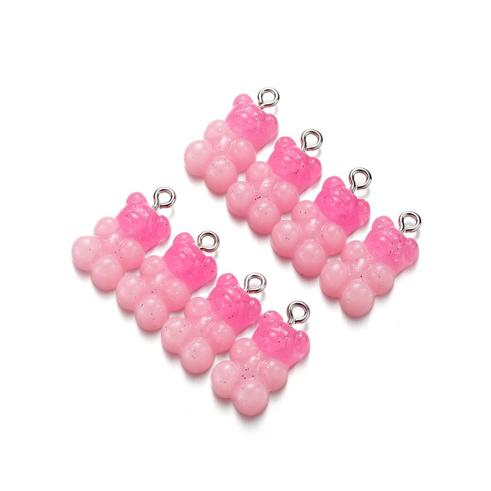 10Pcs/Lot Candy Bear Pendant Charms Colorful Resin Bears for Necklace Bracelet Earrings Jewelry Making Findings Accessories