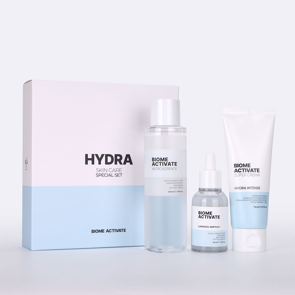 [3 Items Set] Biome Activate Bio-Hydra Skincare Set - [KOREAN SKINCARE] Deep Moisturizing & Dewy Glow (Essence + Ampoule + Cream) Essence + Ampoule + Cream