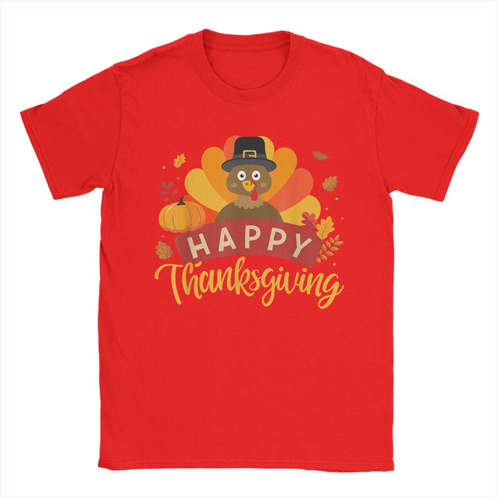 Happy Thanksgiving Turkey for Family Dinner Feast Men T Shirts Funny Tee Shirt Short Sleeve O Neck TShirts 100 Cotton Clothes