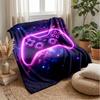 Neon Game Controller Lightning Theme blanket Lightweight Warm Flannel Blanket Decorative Throw Blanket for Home Decoration