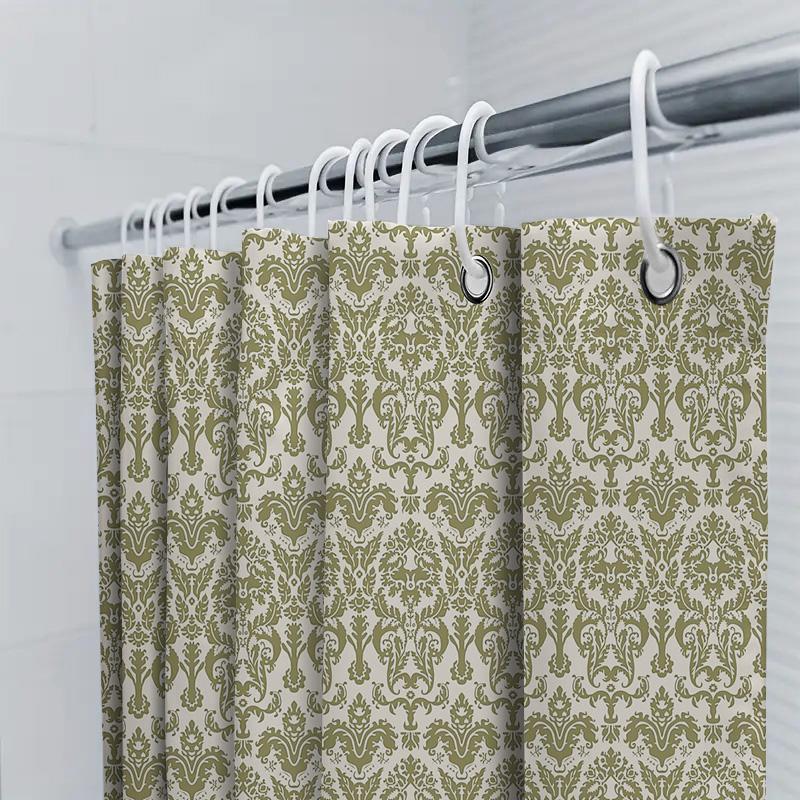 Elegant Floral Shower Curtain Vintage Botanical Pattern Waterproof Fabric Bathroom Decor Farmhouse Style Home Textile Backdrop