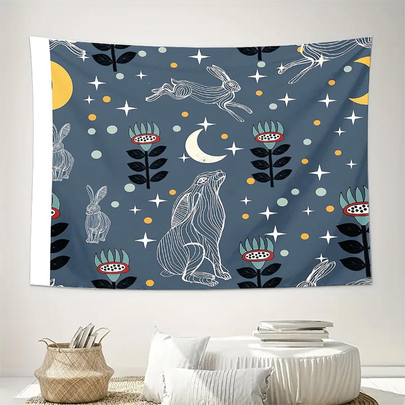 Bohemian Tapestry Wall Hanging Moon Cat Art Aesthetic Room Decor Dorm Room Wall Decor Nature Tapestry Celestial Wall Art Home De