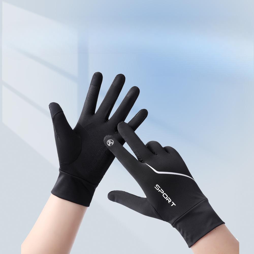 Sunscreen Gloves for Men's Summer Thin Non Slip Anti UV Driving and Riding Takeout Luya Fishing Ice Silk Gloves