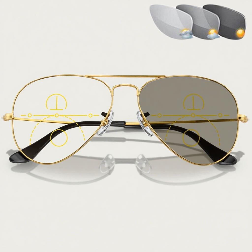 Ochelari de Soare Pochromici Ochelari de Citit Multifocali pentru Bărbați Exterior Pilot Clasic Gata Progresivi Vedere de Aproape și la Distanță Ochelari de Soare