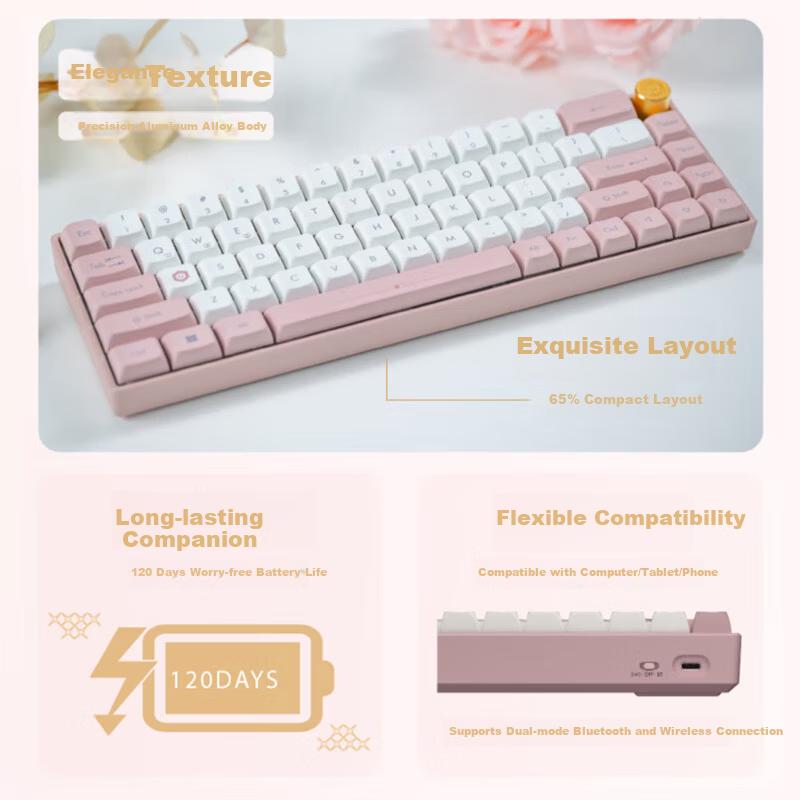 ASUS A-Dou Scented Mechanical Keyboard Bluetooth Wireless Dual-Mode Gaming Keyboard Aluminum Alloy Body PBT Dye-Sub Keycaps