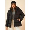 Women's Black Hooded Oversize Puffer Coat Rv00001