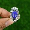 Gift For Women Promise Flower Adjustable Ring 925 Silver Natural Lapis Lazuli