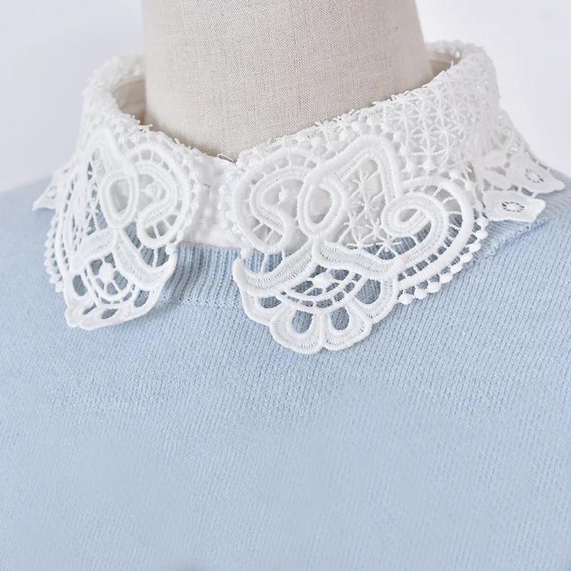 Vintage White Lace Detachable Collars For Women Floral Hollow Out False Collar Shirt Fake Half Shirt Collar Removable Faux Col