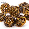 7 Pcs Copper Gear Wheel Metal Dice Hollow Metal Polyhedral Dice Set Suitable for Role-Playing RPG  Board Game Card Game