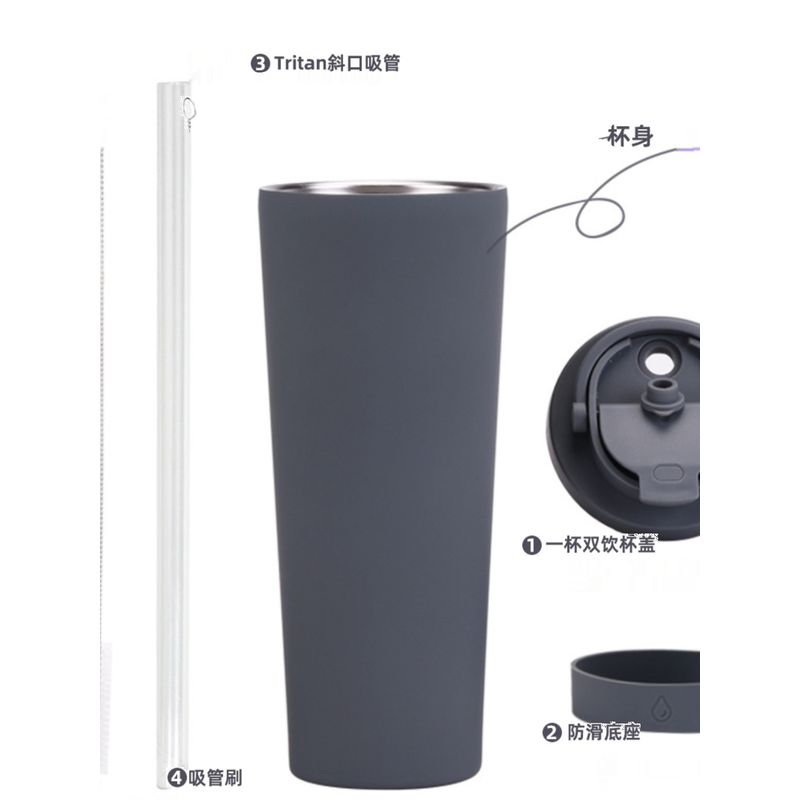 2023 New Model 830ml Large Capacity Thermos Cup with Convenient Handle, Dual Drinking Cup, Large Hole Straw Cup Cream 830ml