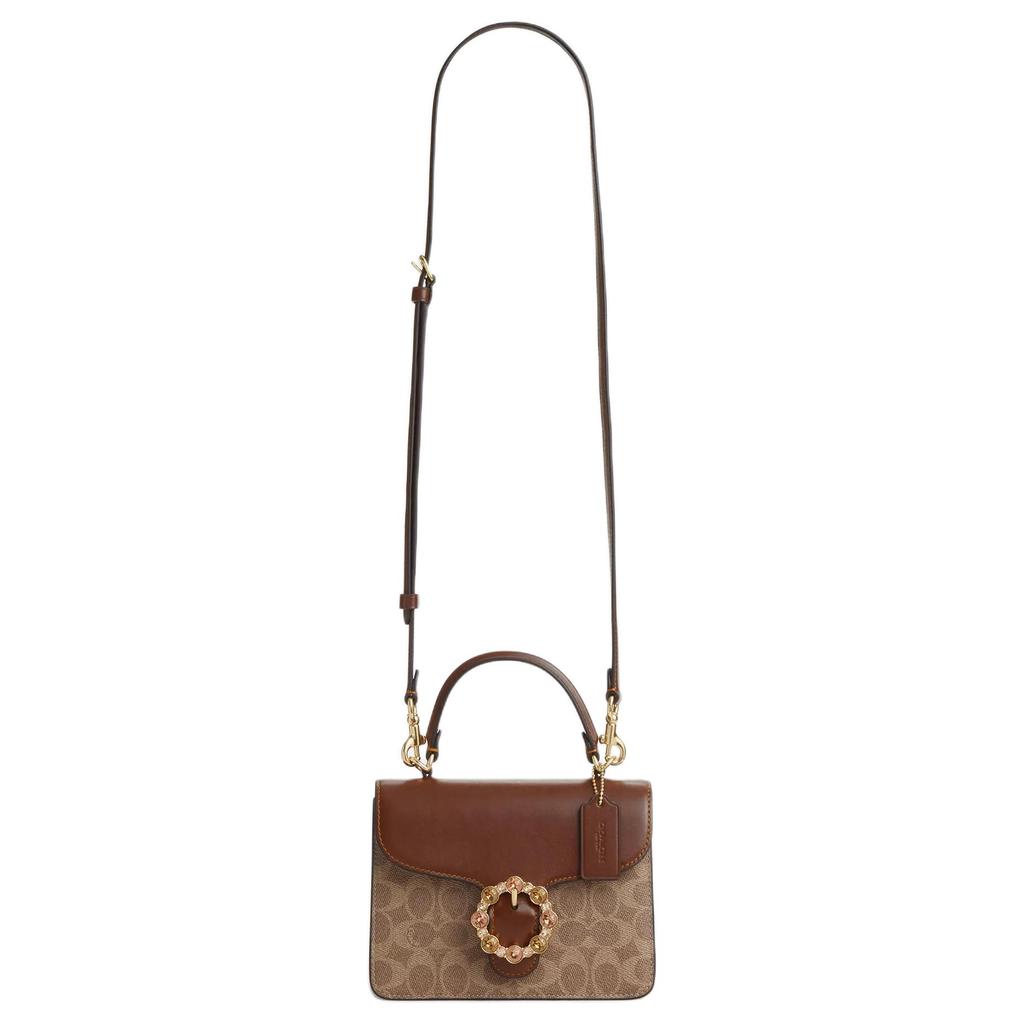 Coach Courtney 20 Brand Print Shoulder Bag Coated Canvas And Glossy Calfskin Crossbody Tote Small Women Bags Brown CCE22-IMXHE
