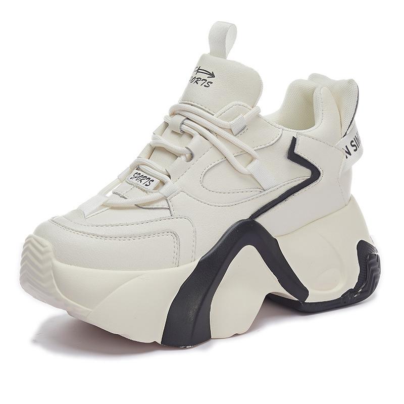 Innere Höheneinlage neue atmungsaktive Dad-Schuhe Plateau-Netz kleine Sport- und Freizeitschuhe