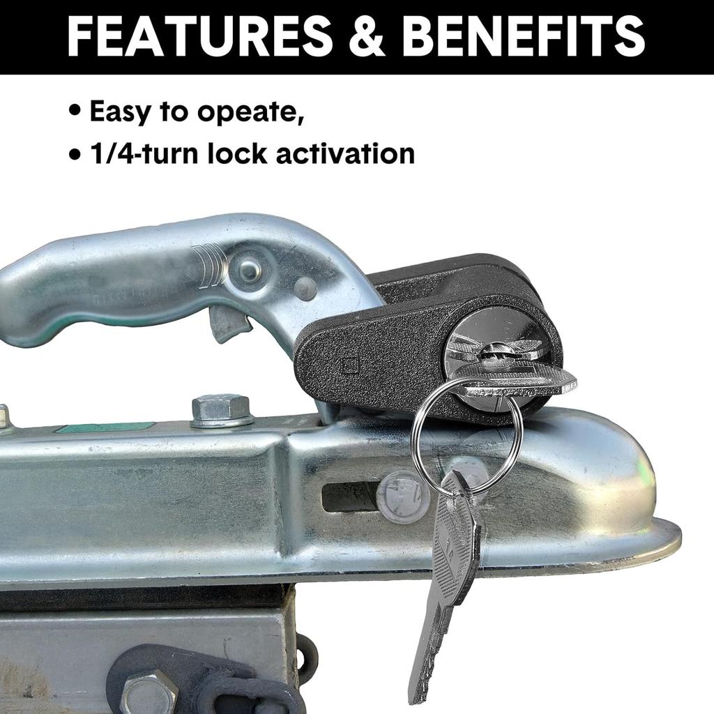 Chumia 4 Pack Black Trailer Hitch Coupler Lock With Keys, Dia 1/4 Inch 3/4 Inch Span Trailer Tongue Hitch Lock For Tow Boat Rv Truck Car'S Coupler