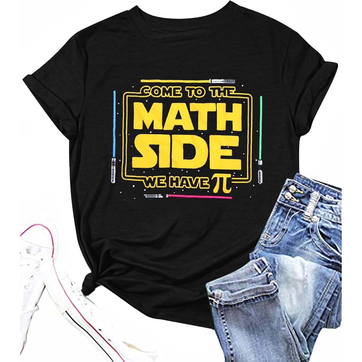 

Come to The Math Side Shirt Women Pi Tee Shirts Math Teacher T-Shirt Back to School Mathematics Tops S чёрный