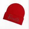 Solid Fashionable Color Knitted Hat With Alphabet Rhinestone Decor For Daily