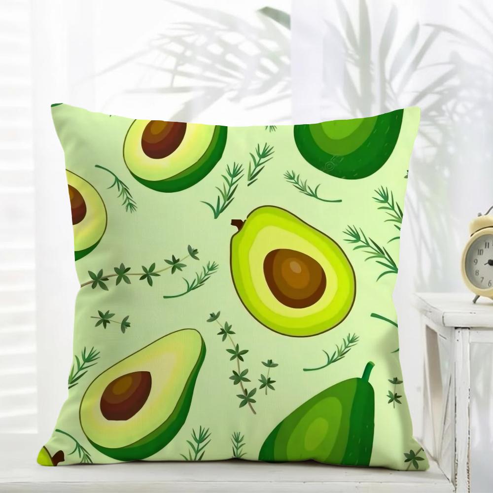 Pattern Fresh Avocado Print Cushion Cover Daily Washable Linen Pillowcase Soft For Sofa Bed Home Room Decor