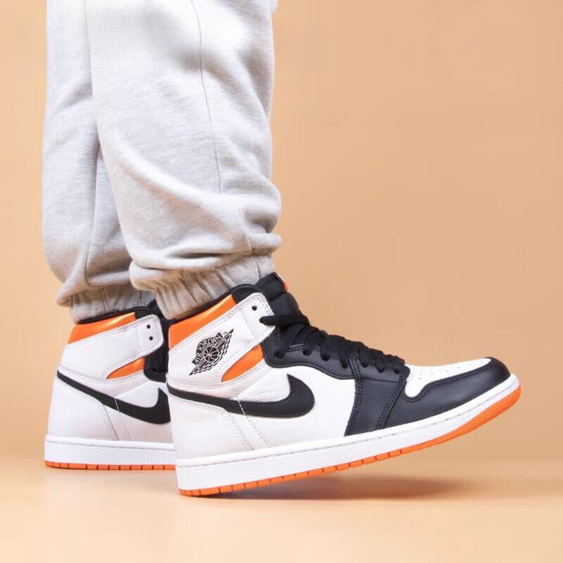 Air Jordan 1 Retro High OG GS Electro Orange Kids Sneakers White Black 575441-180