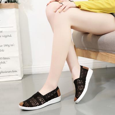 Modischer Lochmuster-Einzelschuh 2024 Sommer Neu Stoffschuh Flache Sohle Bequem Mesh Atmungsaktiv Vielseitige Damenschuhe