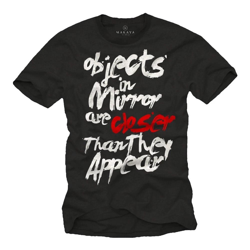 CAR DRIVER MENS T shirt WITH FUNNY SAYING OBJECTS IN MIRROR - SHORT SLEEVE TEE 2XL