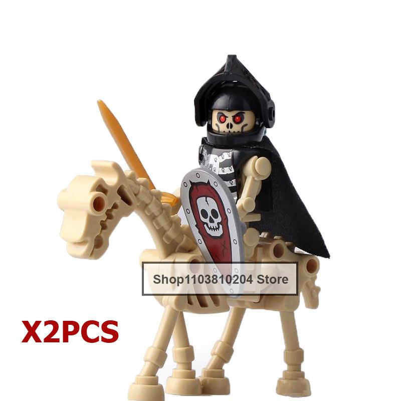 Skeleton Soldier Army King Knight Undead Horse Warrior Bricks Building Block Ringwraith Saddle Roman Soldiers Sword Waffen Toys