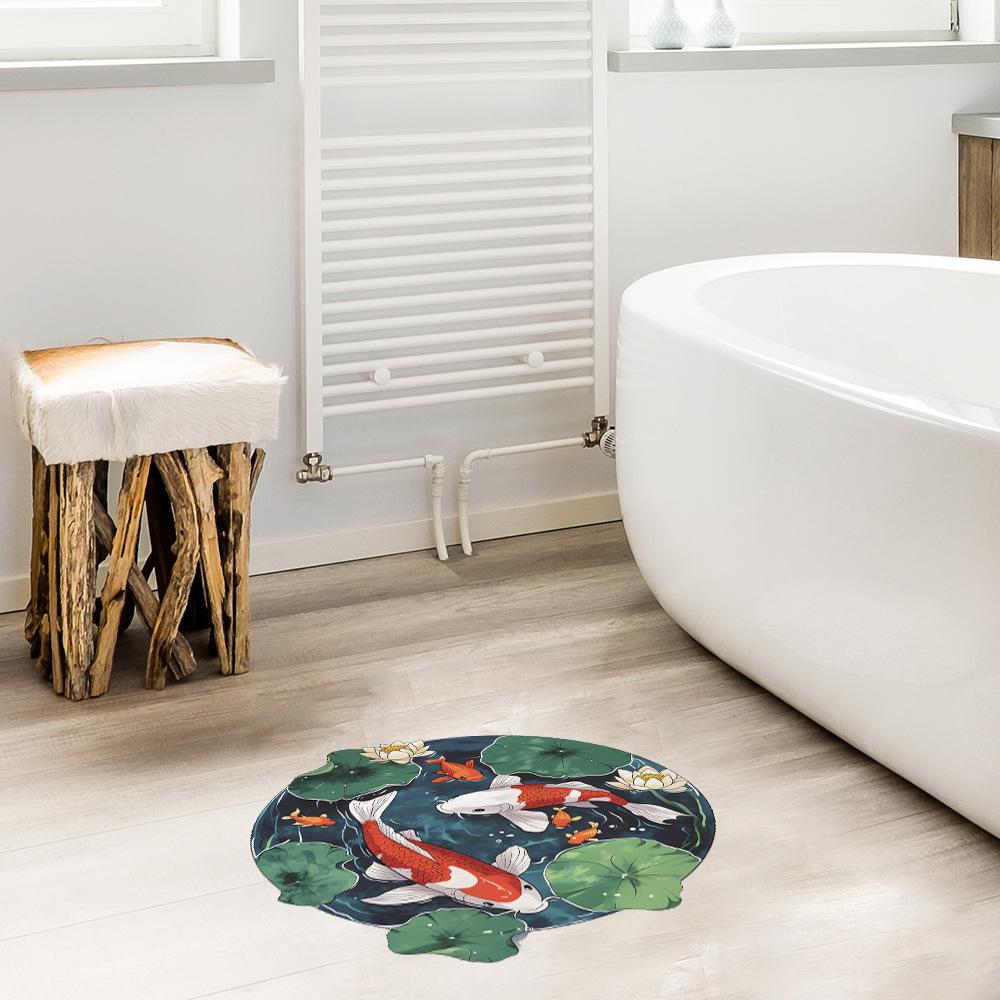 Cartoon Carp Lotus Leaves Bedroom Living Room Home Wall Background Beautification Decoration Wall Stickers