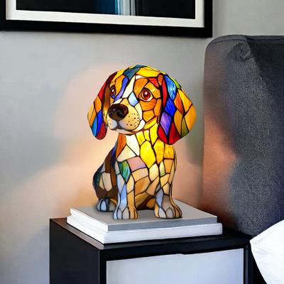 Stolní lampa pro štěňata, vintage lampa s corgi a mopsem, pryskyřičná zvířecí noční lampa s motivem psů, LED stolní lampa do ložnice, obývacího pokoje, kanceláře