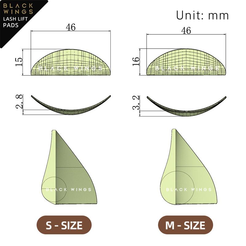 Lashlift Pads Blackwings 2 Paar 2Größen Silikon Wimpern Lift Pad