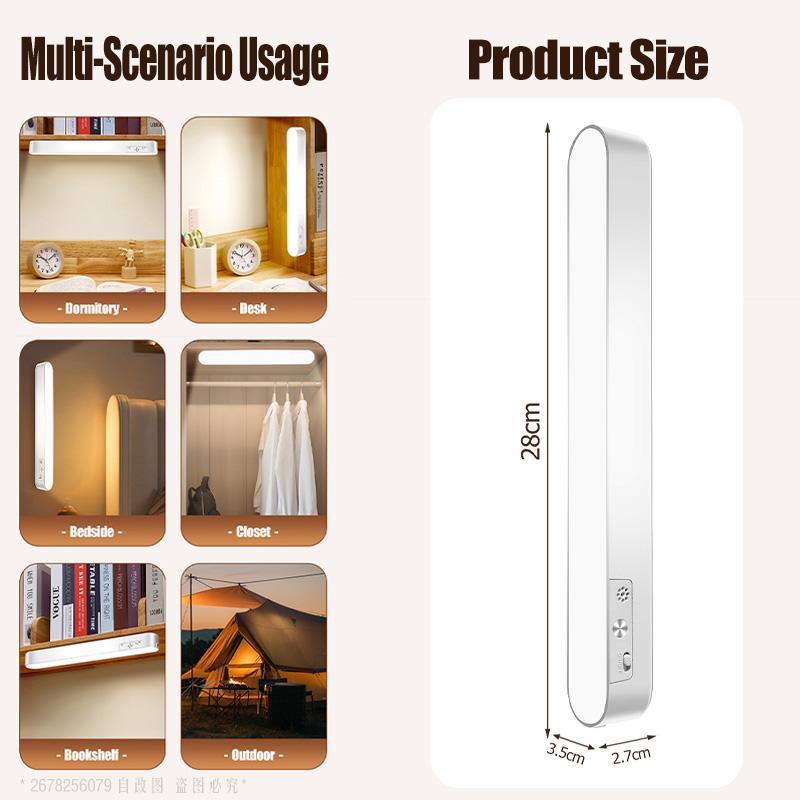 LED Night Light Bar Magnetic USB Rechargeable Desk Lamp White Warm Cabient Light Touch Control Wireless Table Lamp