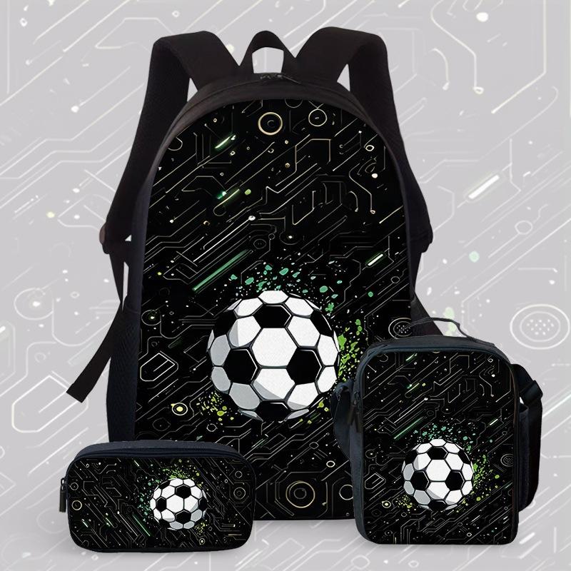 Large Capacity Schoolbag with Shoulder Strap; Student Three-piece Pencil Case Set