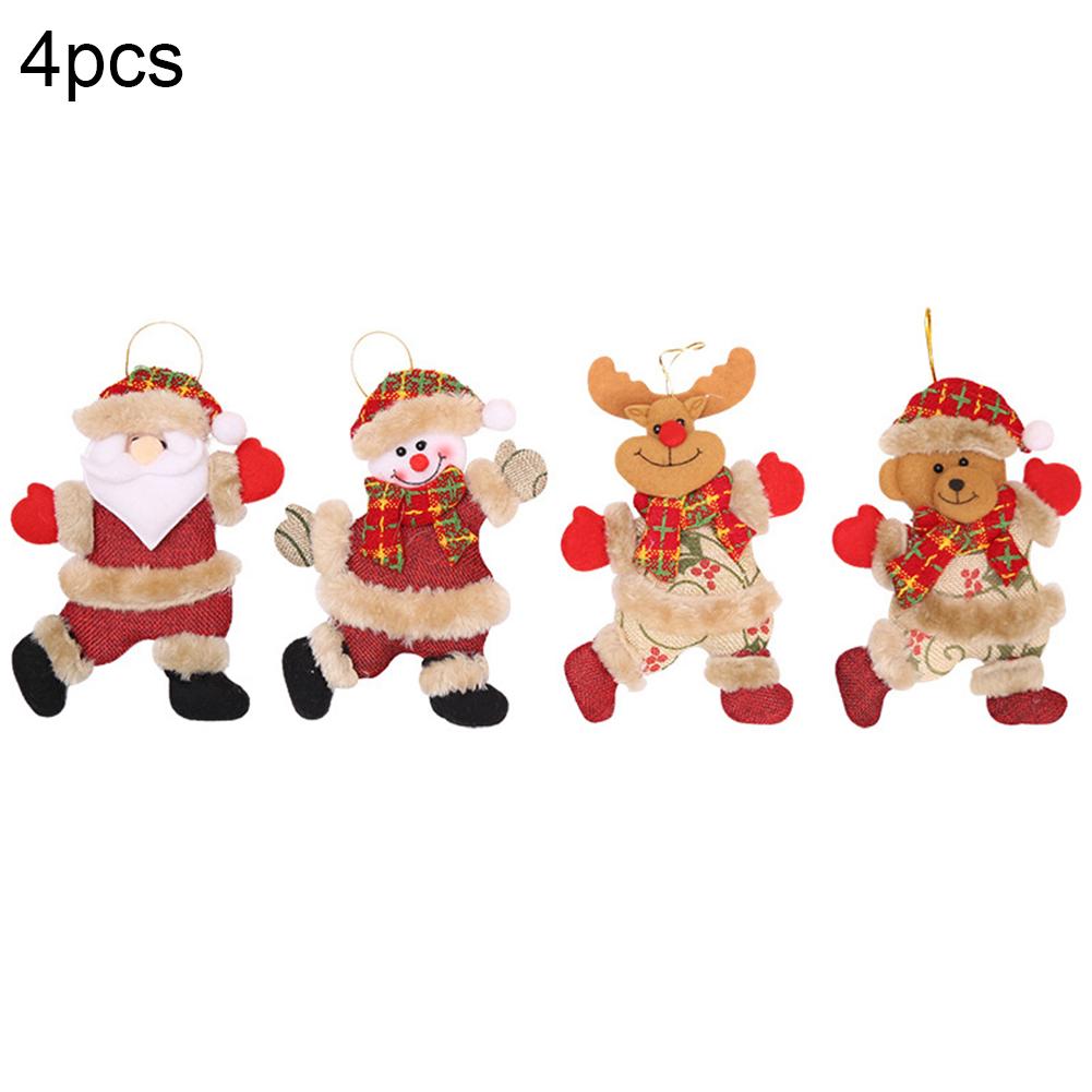 4PCS christmas decorations Plush Dolls Dancing Doll Pendant for Xmas Tree Holiday Decoration Santa Snowman Elk Bear Style