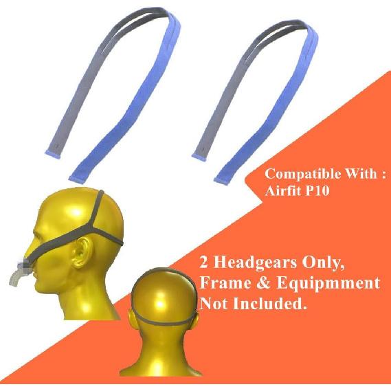 2 Replacement p10 Headgears Compatible with ResMed Airfit P10 Nasal Pillow Replacements Strap Blue and Gray