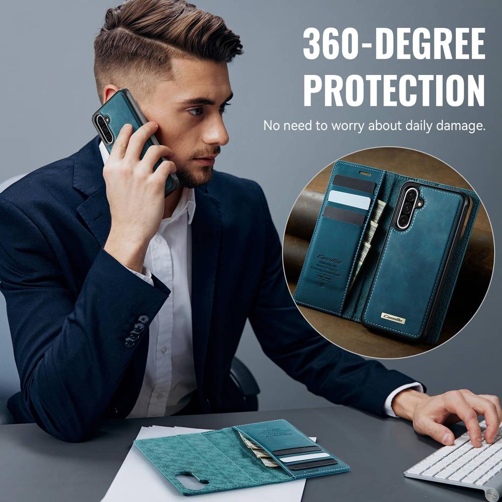 Voor Samsung Galaxy A17 Magnetische 2-in-1 Afneembare Portemonneehoes MagSafe Compatibel RFID-blokkerend PU Leer Kaarthouder Kickstand