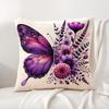 Watercolor butterflyflower Cushion Cover Natural Linen Organic Fabric DoubleSided Printing Sofa Home Decor Gift Pillow Cover