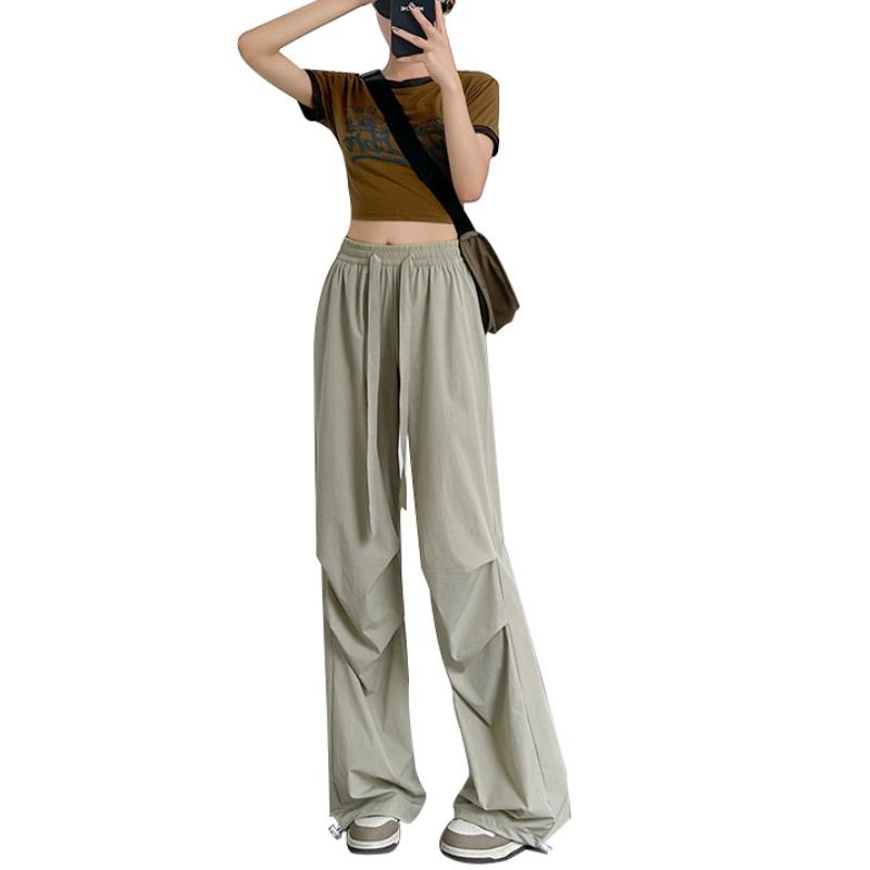 Summer Sports Pants Women's Summer Thin Casual Cargo Pants Wide Leg High Waist Quick Drying Pants Women's Fashion Pants