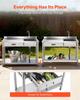Stainless Steel Utility Sink, Rolling Single Bowl Commercial Kitchen Sink with Drawer, Faucet and Hot & Cold Water Pipe, Utility Basin for Garage,