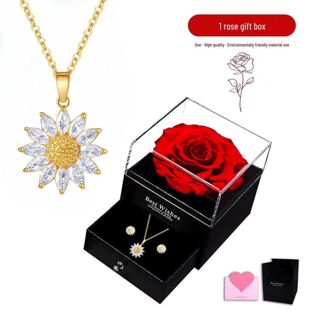 Trendy Sunflower Zircon Necklace: Elegant Clavicle Chain in Light Luxury Minimalist Design