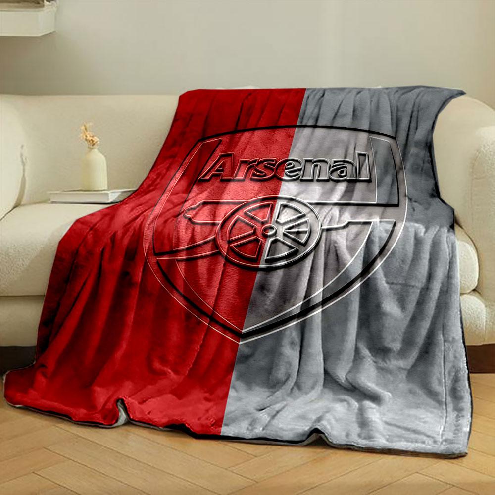 A Shield Logo Split Into Red and Gray Halves with Embossed Text and a Cannon. for All Seasons Blanket Lunch Break Throw Gift