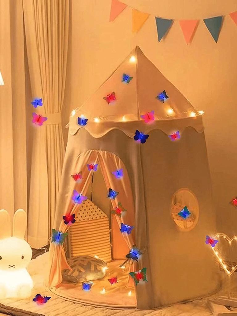 Non-Toxic 12Pcs Random Plastic Creative Butterfly Decoration Home 3D Night Light Wall Stickers Christmas Festival Home Decoration