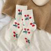 Flower Strawberry Coral Fleece Socks Winter Warm Socks Women Soft Floor Plush Socks  Autumn