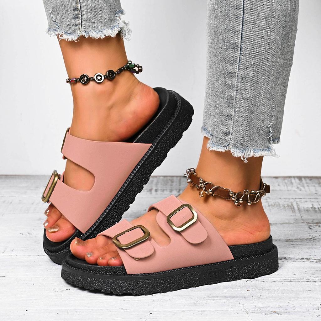 Sandals For Women Size Thick Soled One Strap Women'S Outdoor Fashionable Casual Hollow Open Heel Beach Fish Sandals For Woman