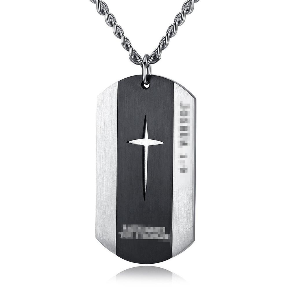 Silver Stainless Steel Cross Dog Pendant Necklace for Men