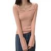 Pure Desire Style Semi-open-neck Knitted Sweater for Women's Autumn Slimming Design, A Niche Base Layer Top