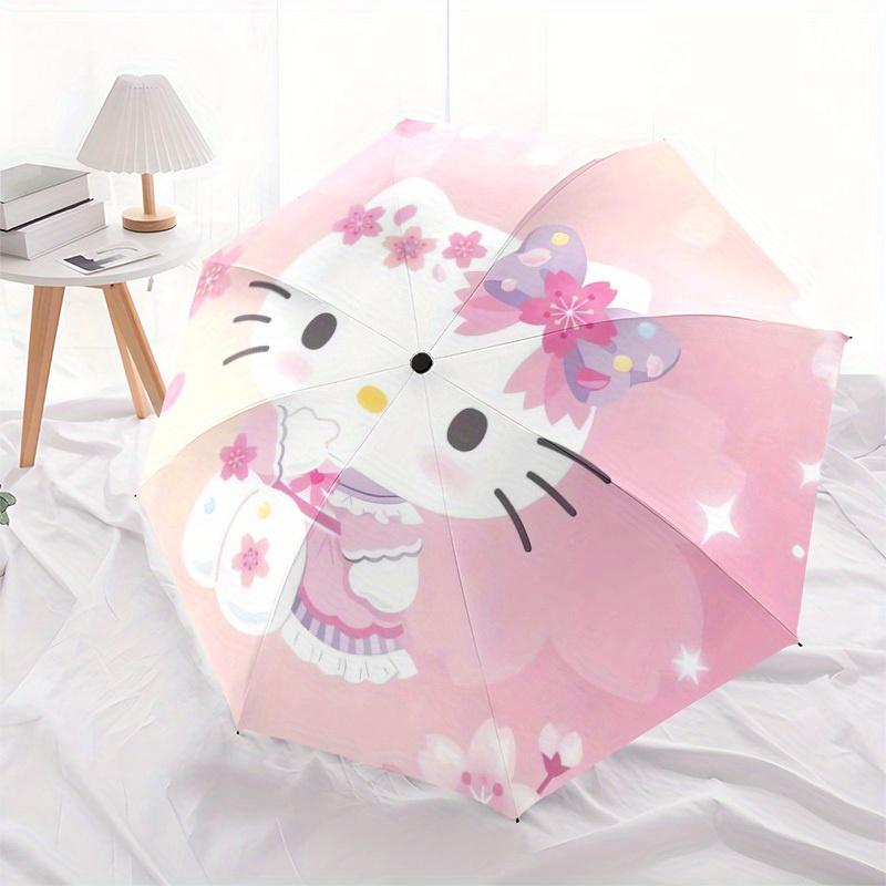 1pc Hello Kitty Spring Flowers Umbrella with Plastic Handle Suitable for All Seasons Home Travel Outdoor UmbrellaSanlio530