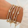NEW VINTAGE BLINGBLING TEAR DANGLE TENNIS ZIRCON PRINCESS IDOL BRACELET Dazan HOT 18k Gold Plated Stainless Steel Lady JEWELRY
