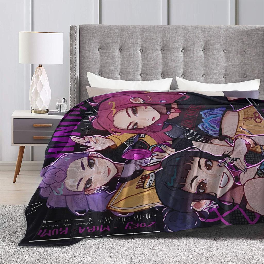 KPop Demon Hunters Korean Girls Plush Blanket Kids  Flannel Throw Blanket For Bedroom Super Soft Custom Quality Bedspread