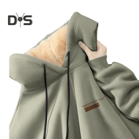 Парная зимняя толстовка с капюшоном на флисовой подкладке с термоизоляцией однотонная со шнурком и эластичными манжетами для женщин и мужчин осенне-зимний топ L зелёный 1737₽