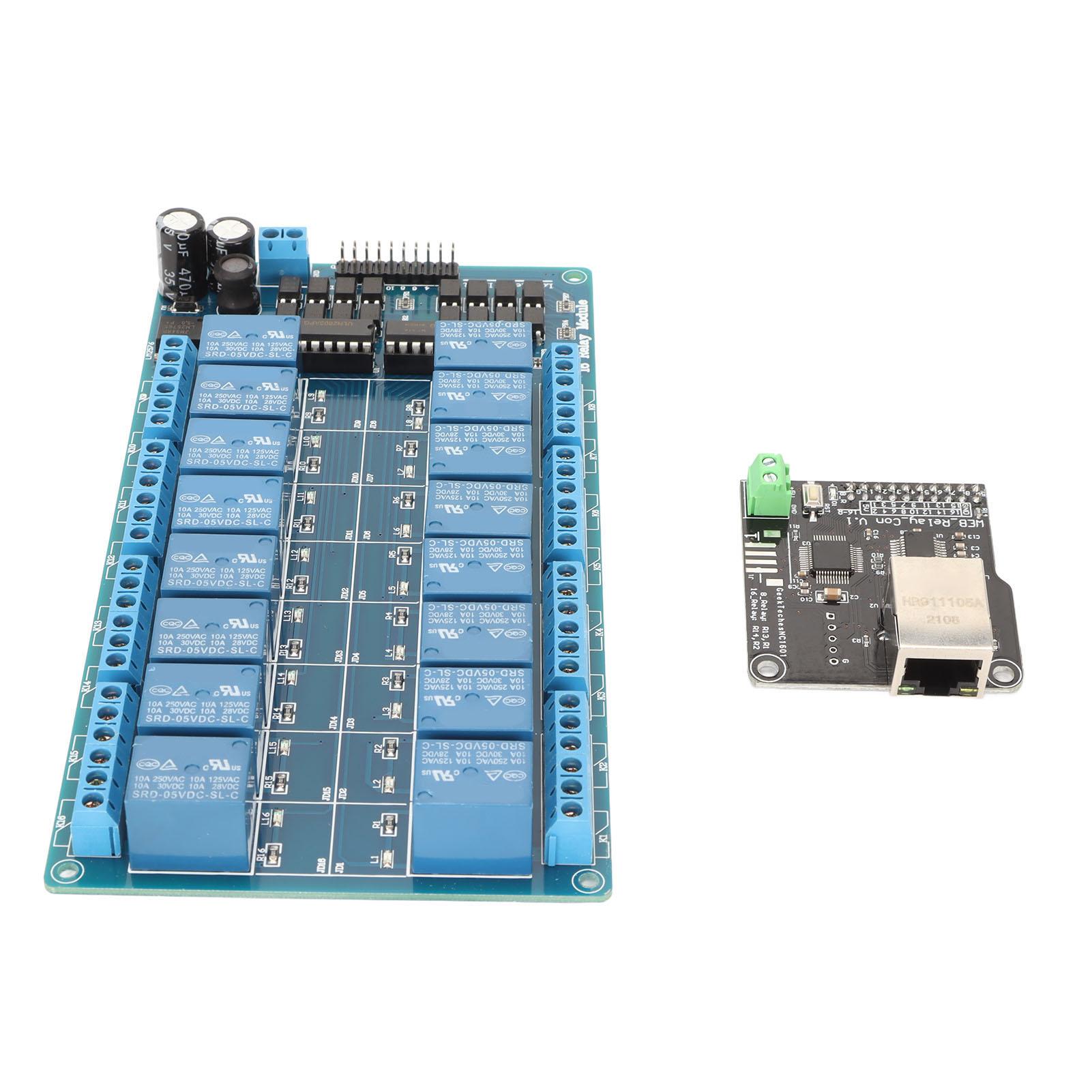 

16-канальний релейний модуль 5V Ethernet-контролер Мережевий веб-сервер 16-канальний релейний модуль RJ45