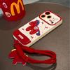 Embroidered Three-dimensional Pony Is Suitable for Apple 17pm Red High-value Soft Phone Case.