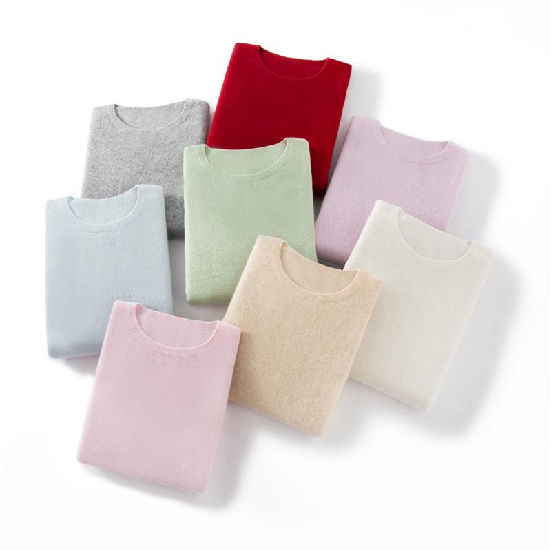 100% Pure Cashmere Casual Solid Color Loose Knit Pullover Sweater